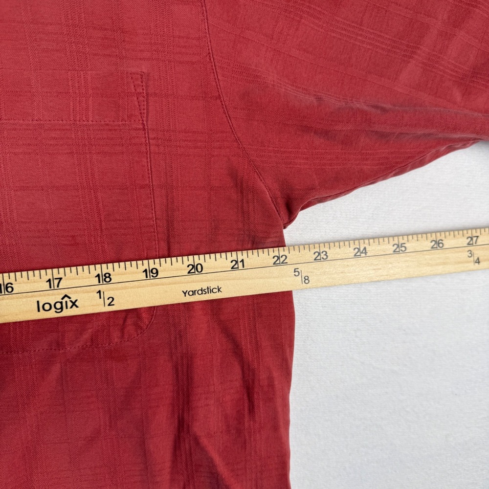 Baracuta Mens Silk Short Sleeve Button Up Shirt Size M Rust Red Textured Camp - Picture 3 of 9
